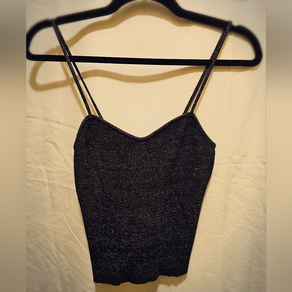NWT H&M Womens Sweater Knit Top - Black Metallic